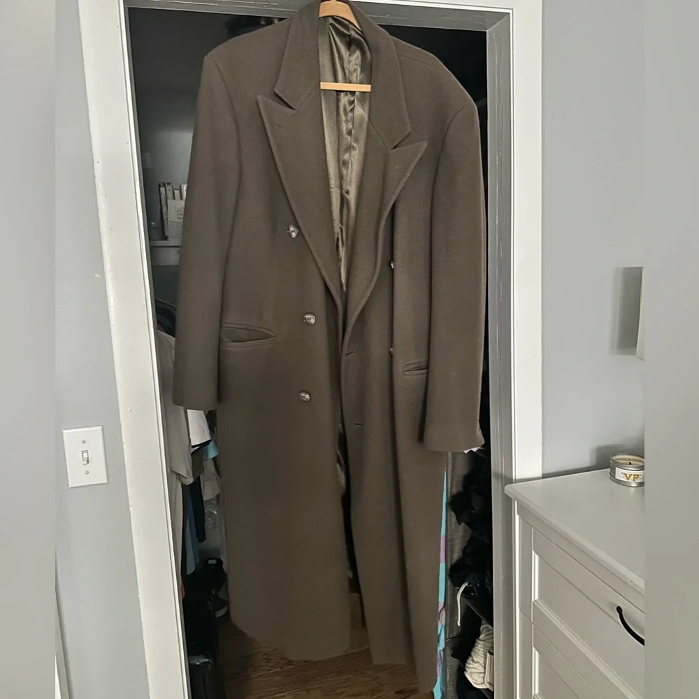 Dior Double-Breasted Long Trench Coat in Dark Brown